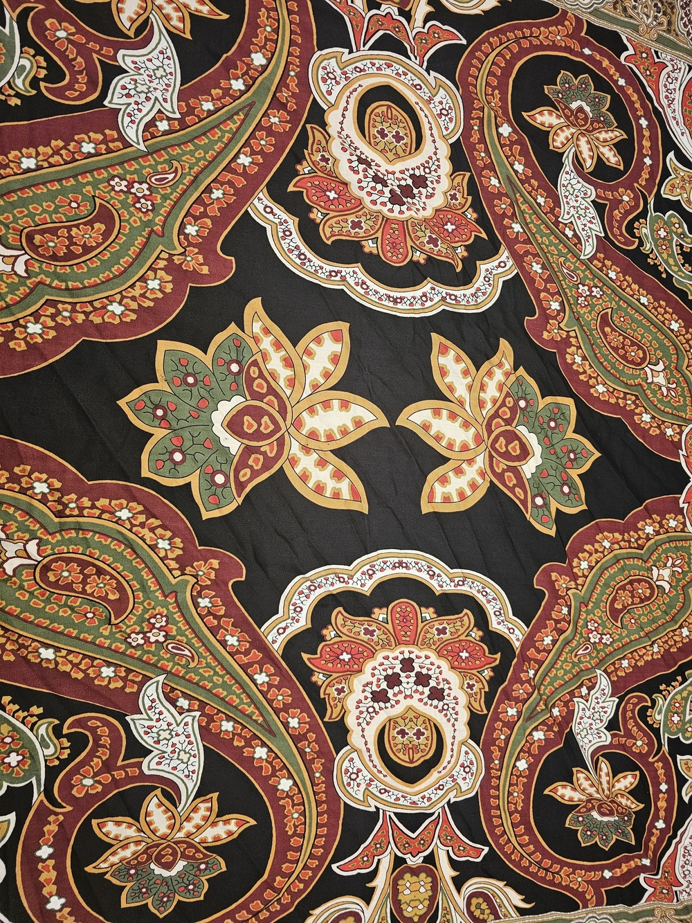 Elegant Laine & Wool Black Multicolor Paisley Women's Shawl